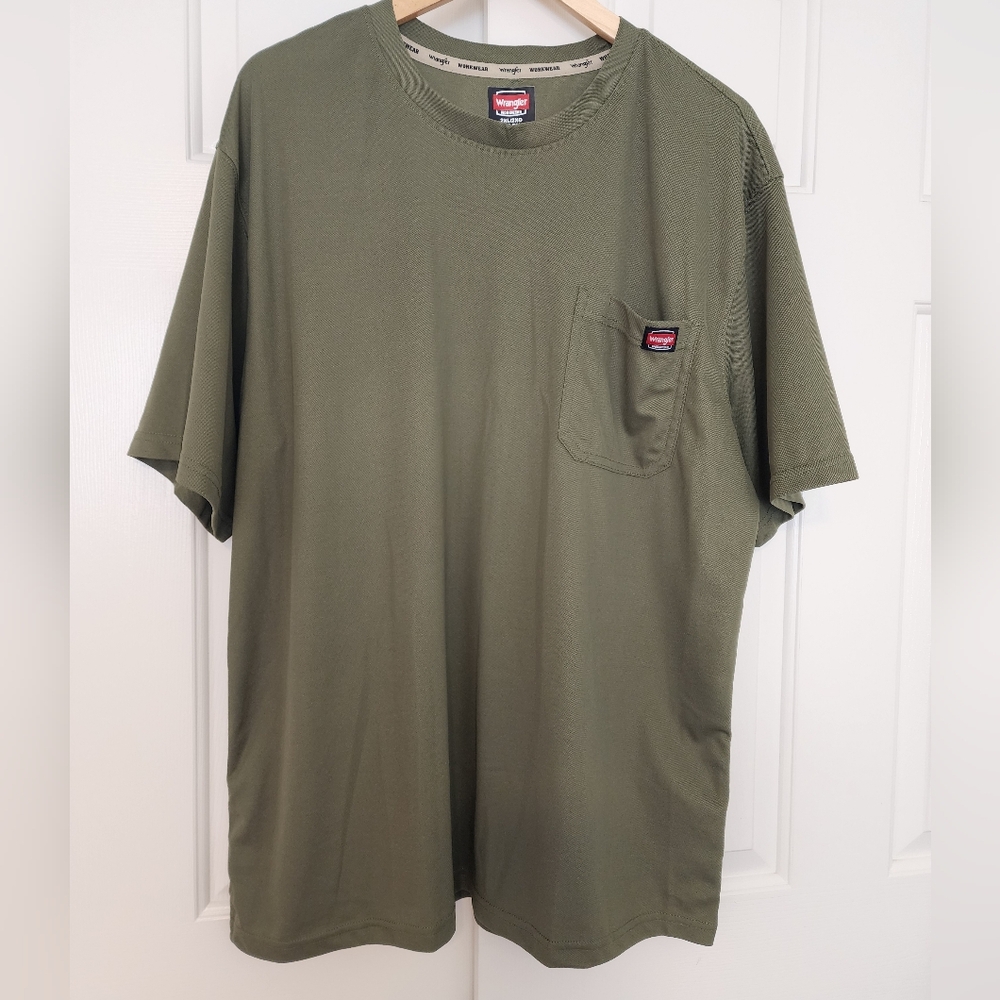 Wrangler Work Ware Olive Green Men's Short Sleeve Jersey Shirt Size XXL NWOT